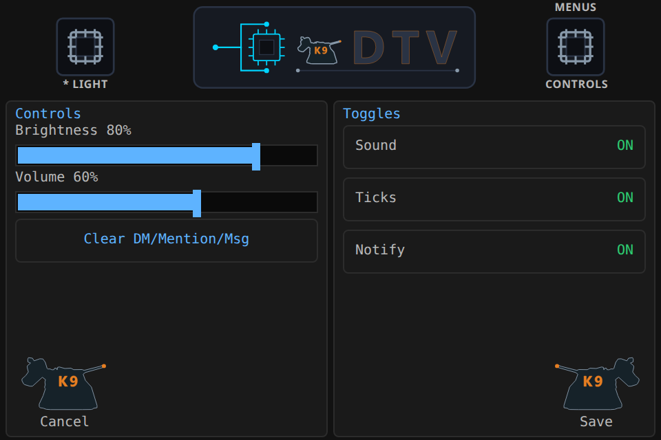MiniMe II LCD Controls dark theme
