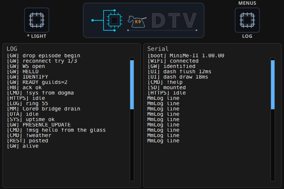 MiniMe II LCD Log dark theme